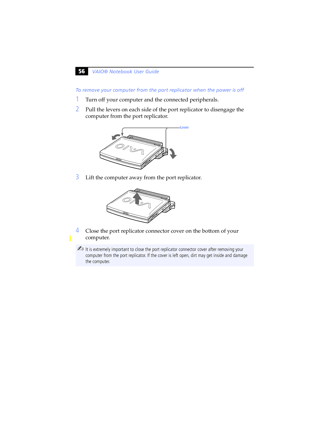 Sony PCG-F570, PCG-F580K, PCG-F560K, PCG-F540K, PCG-F590K manual Lever 