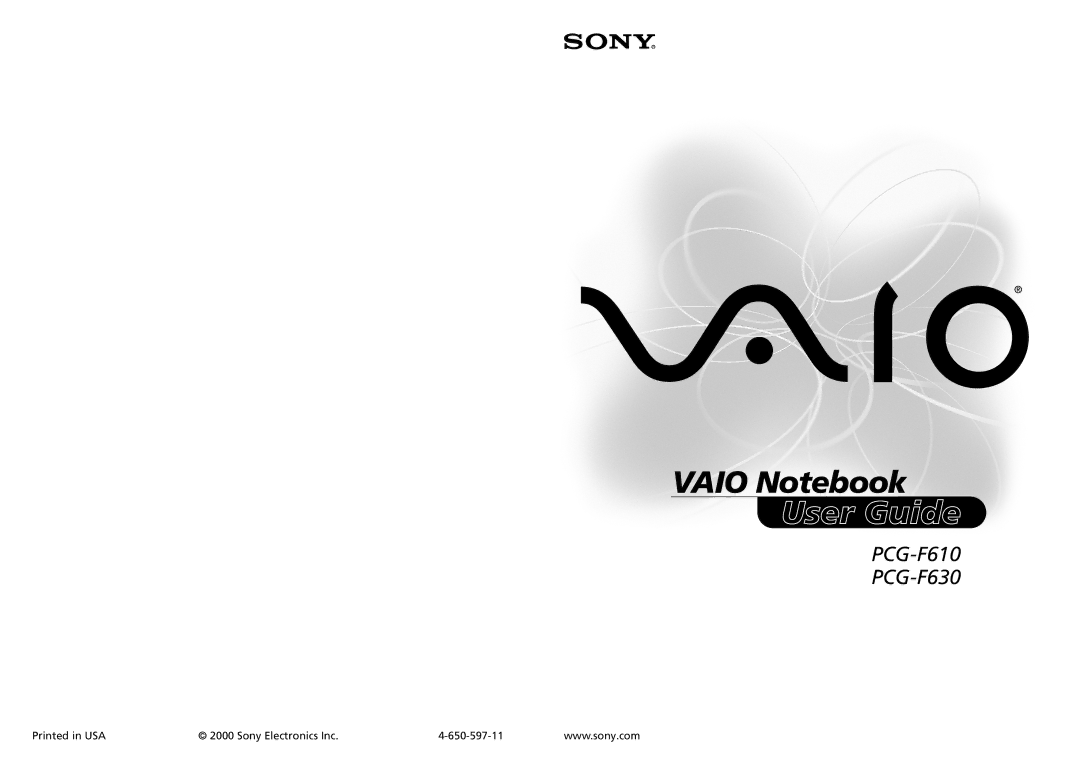 Sony PCG-F610, PCG-F630 manual User Guide 