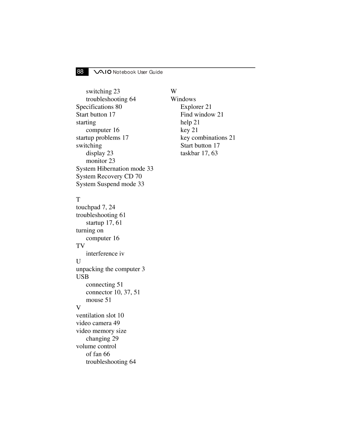 Sony PCG-F610, PCG-F630 manual Usb 