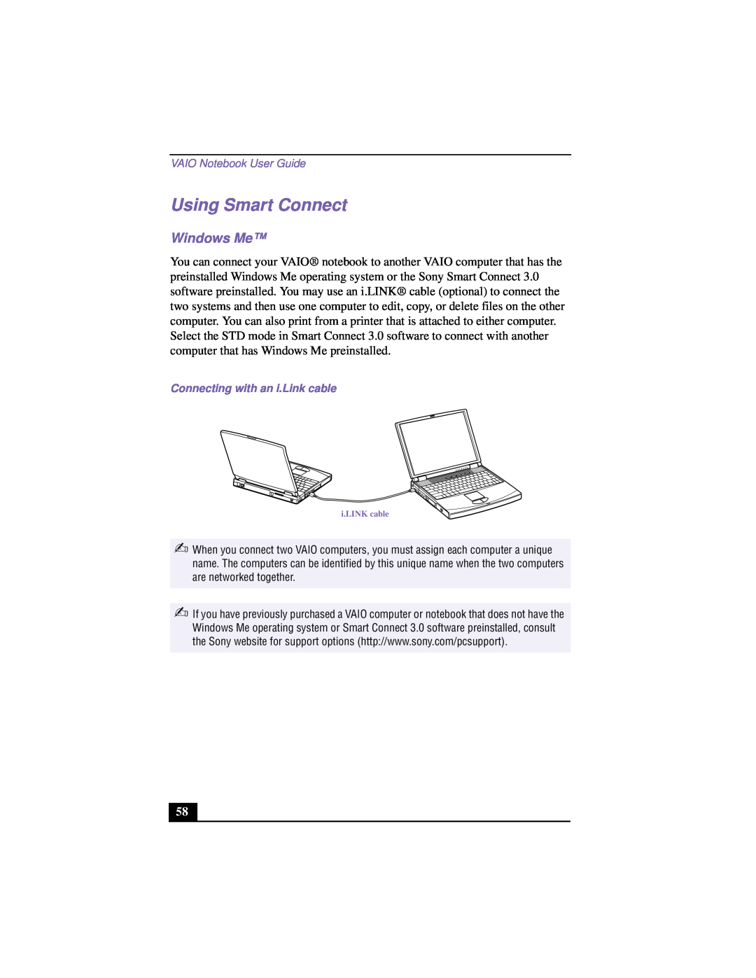 Sony PCG-F640 manual Using Smart Connect, Windows Me 