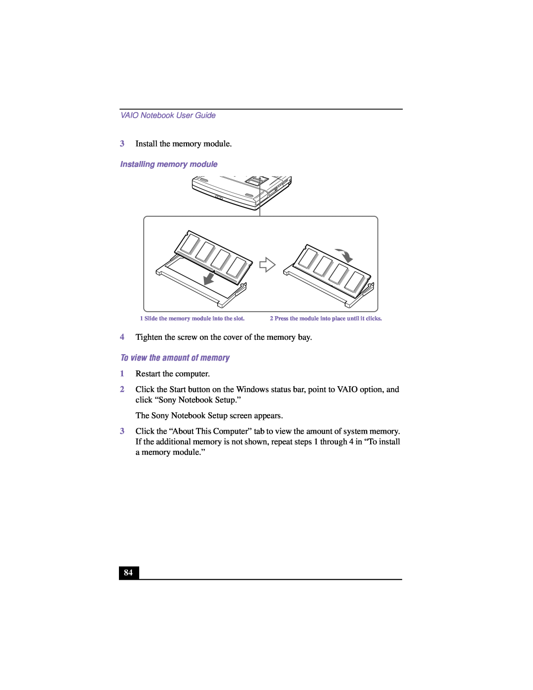 Sony PCG-F640 manual To view the amount of memory 
