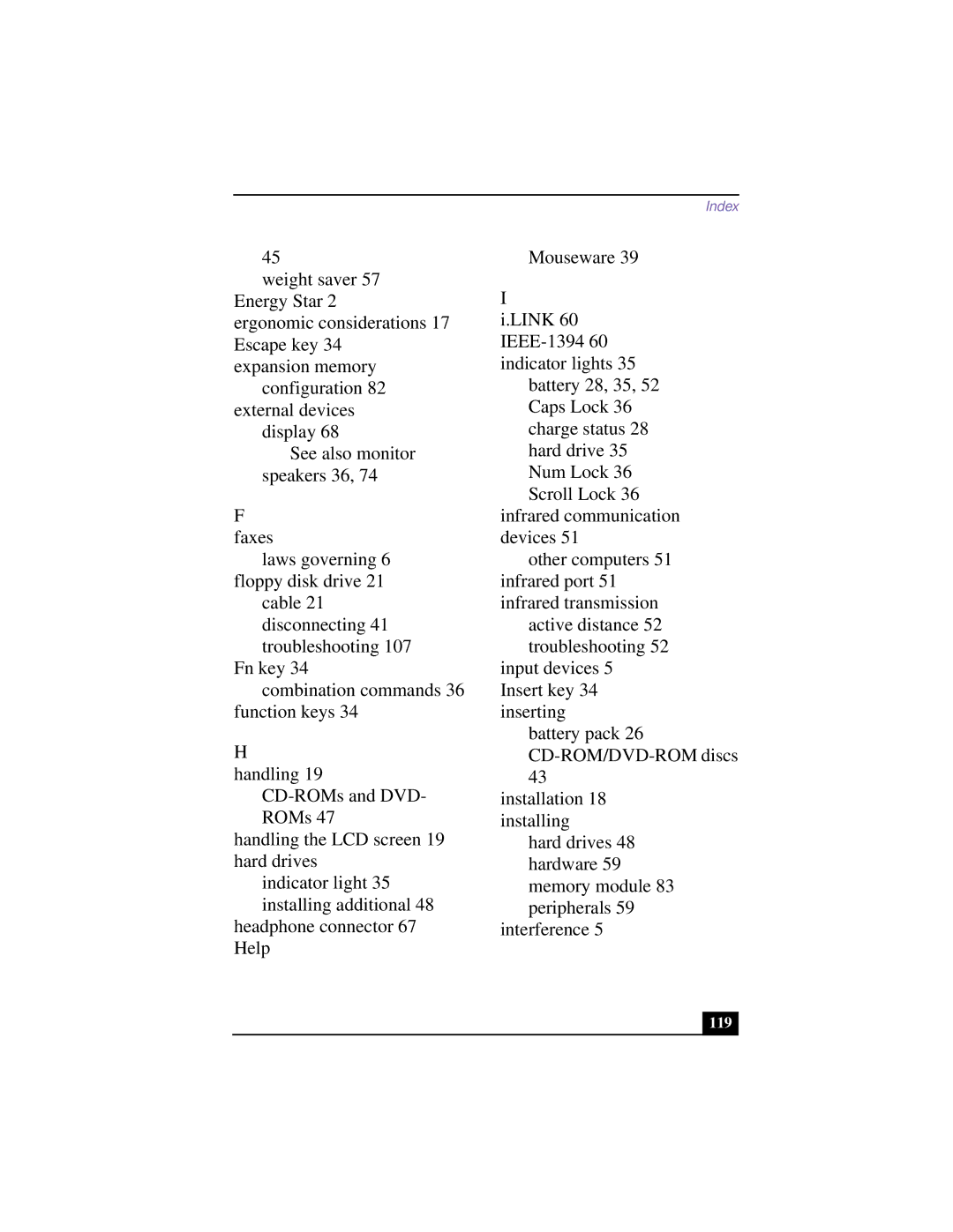 Sony PCG-F640 manual 119 