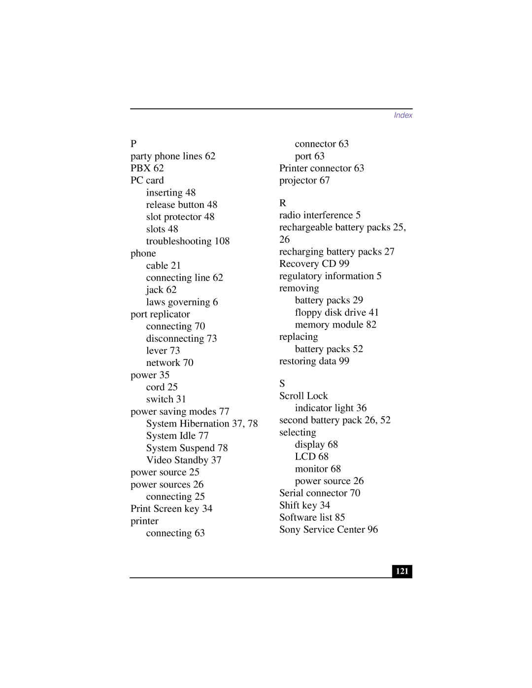 Sony PCG-F640 manual 121 