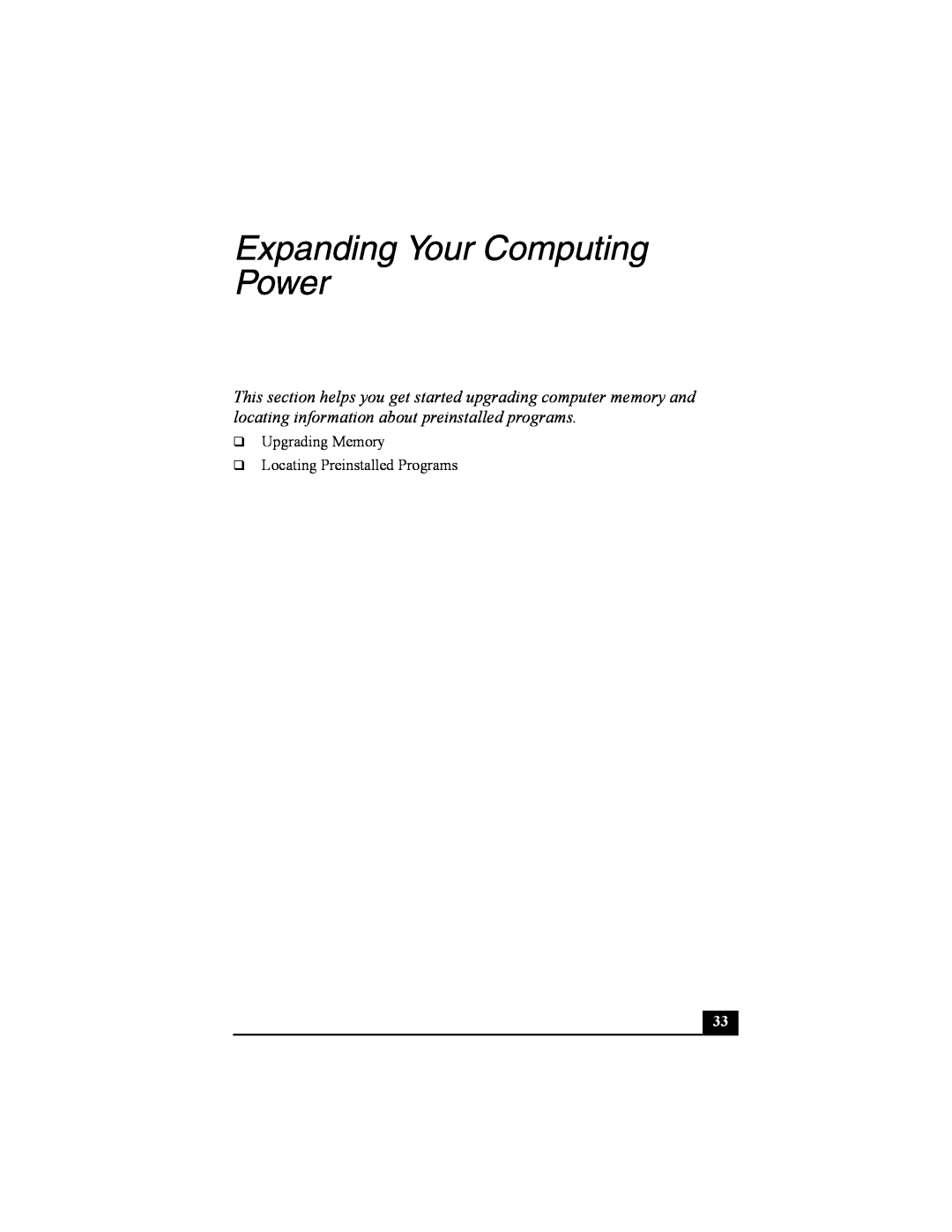 Sony PCG-FRV manual Expanding Your Computing Power, Upgrading Memory Locating Preinstalled Programs 