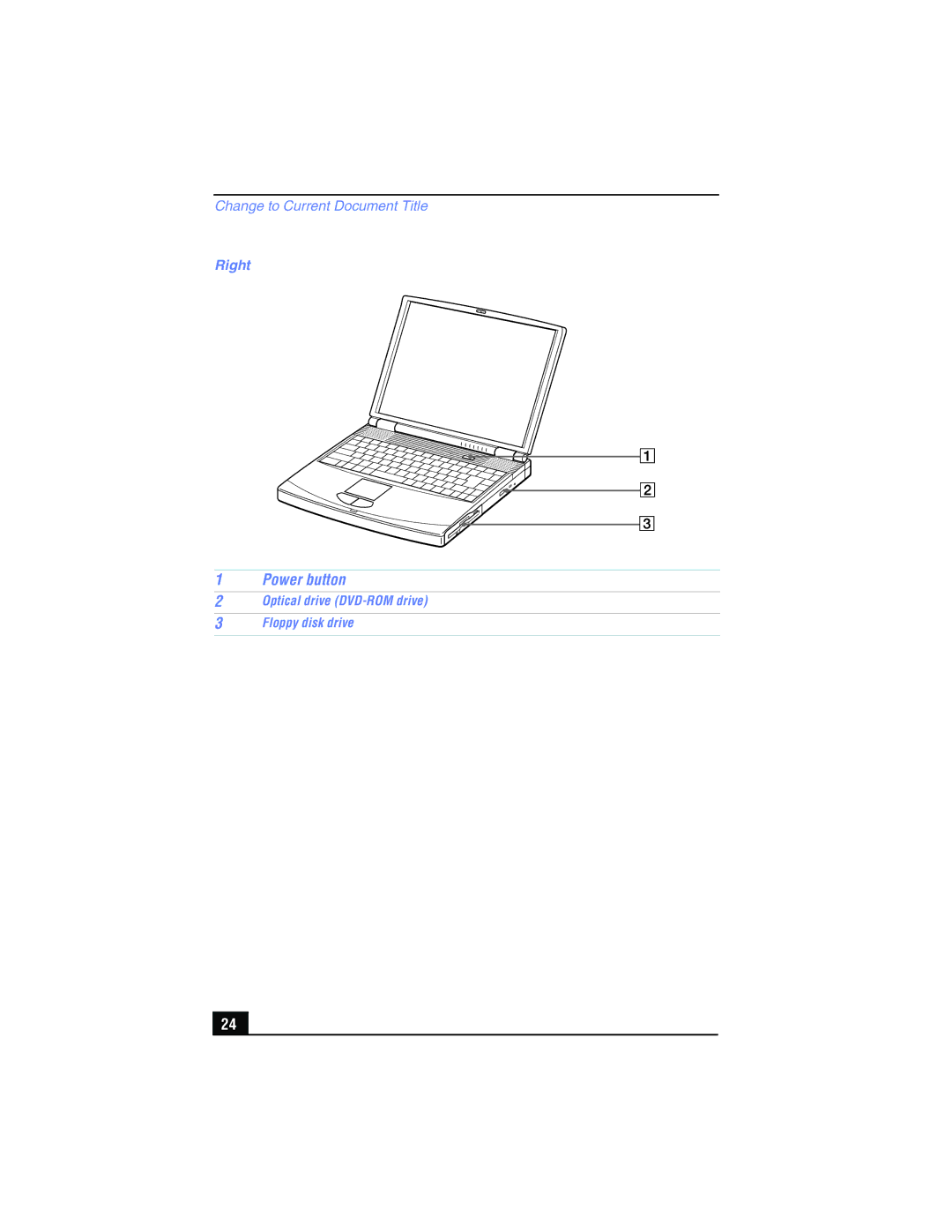 Sony PCG-FX210, PCG-FX215 manual Power button, Right 