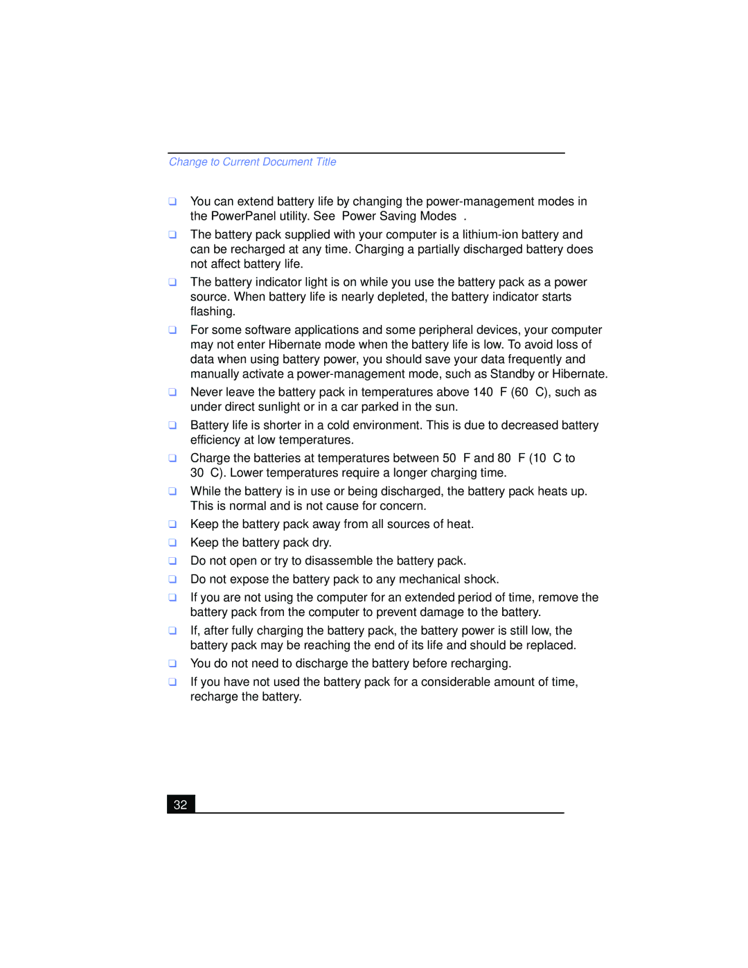 Sony PCG-FX210, PCG-FX215 manual Change to Current Document Title 