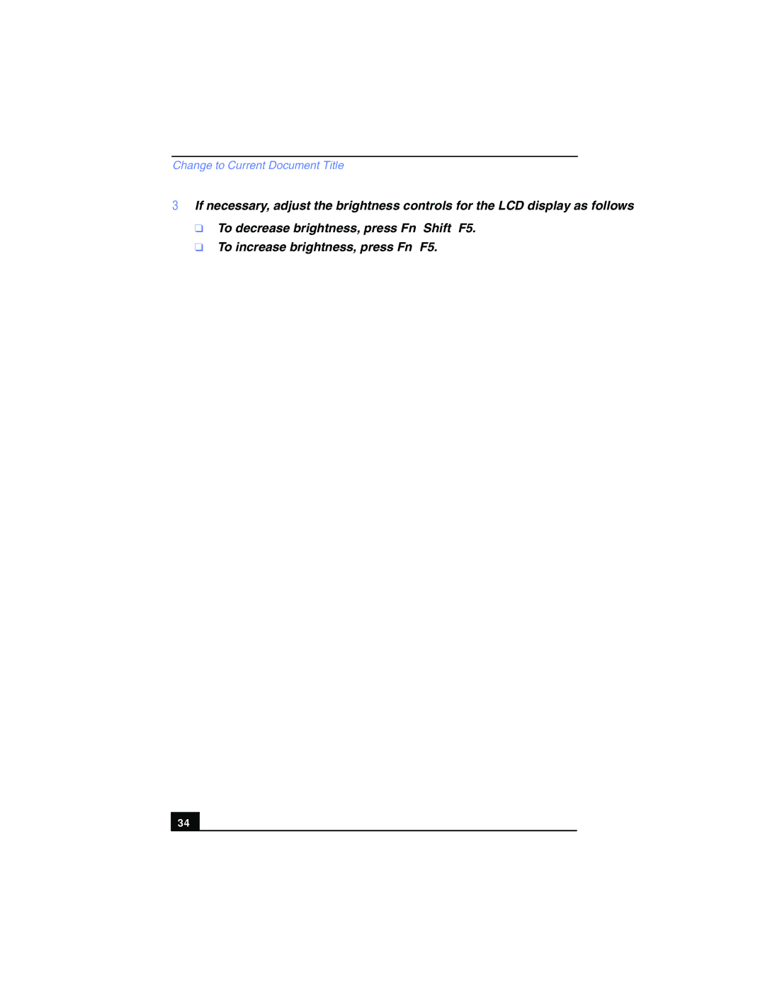 Sony PCG-FX210, PCG-FX215 manual Change to Current Document Title 