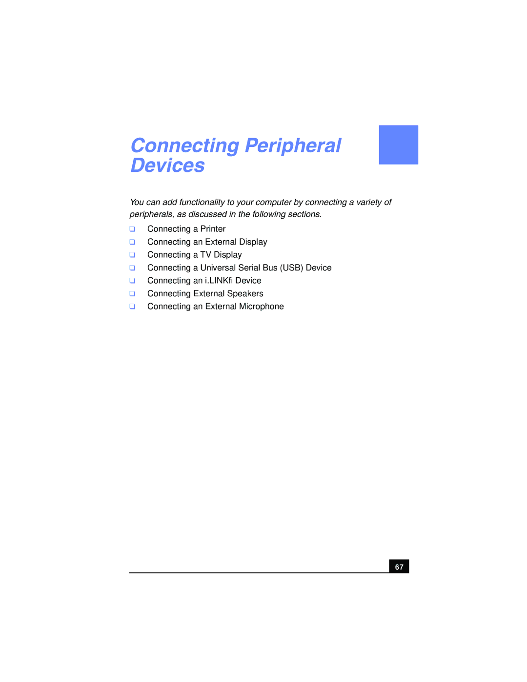 Sony PCG-FX215, PCG-FX210 manual Connecting Peripheral Devices 