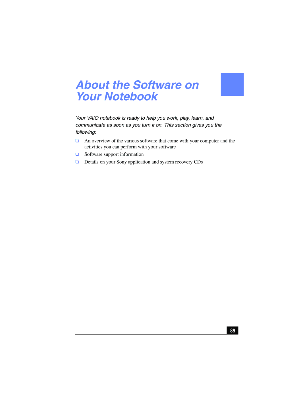 Sony PCG-FX215, PCG-FX210 manual About the Software on Your Notebook 