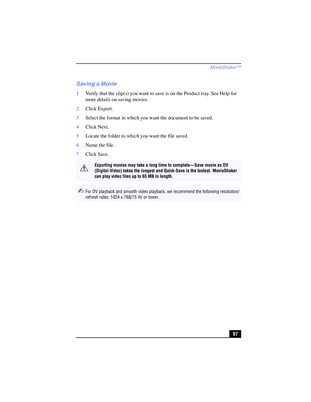 Sony PCG-FX215, PCG-FX210 manual Saving a Movie 