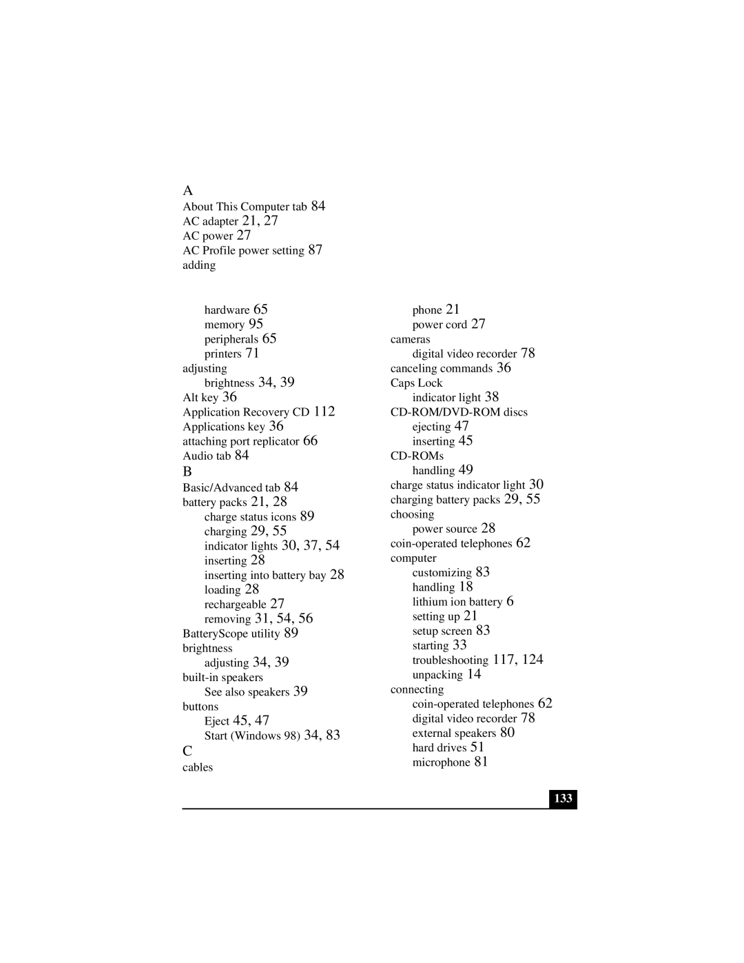 Sony PCG-FX290 manual 133 