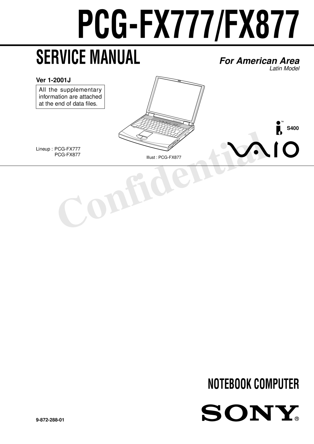 Sony PCG-FX877 service manual PCG-FX777/FX877 