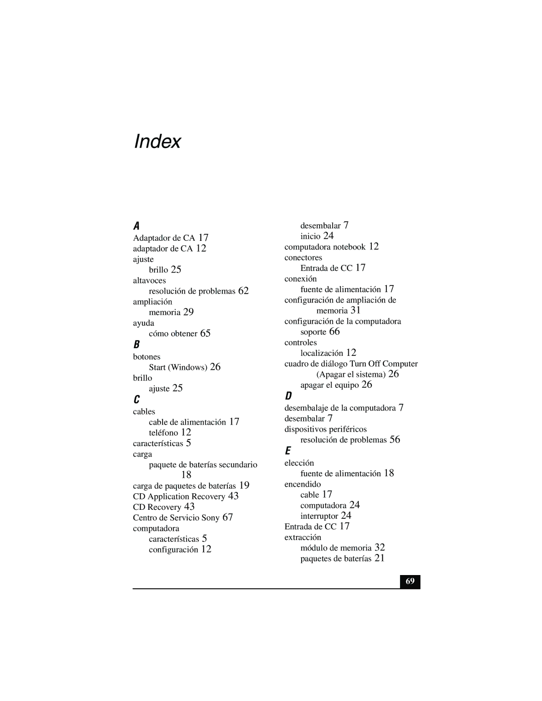 Sony PCG-FX877 service manual Index 