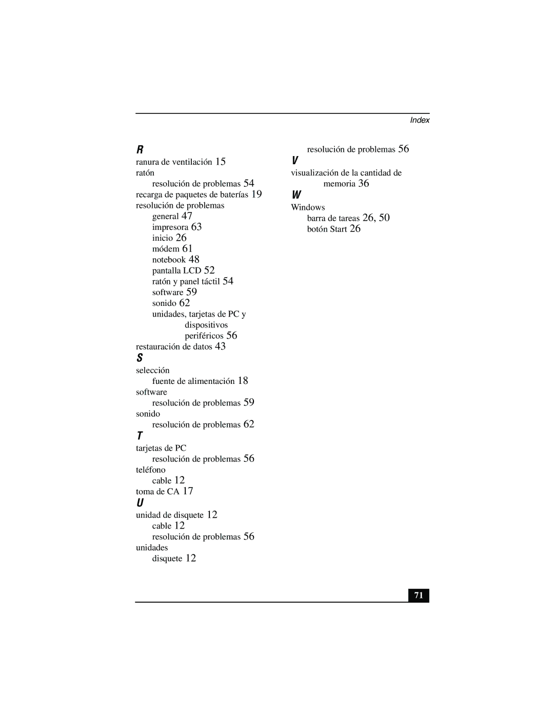 Sony PCG-FX877 service manual Index 