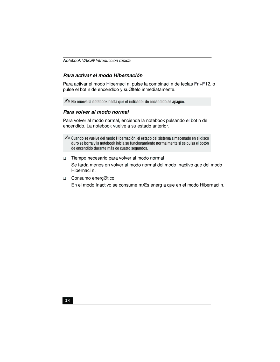 Sony PCG-FX877 service manual Para activar el modo Hibernación, Para volver al modo normal 