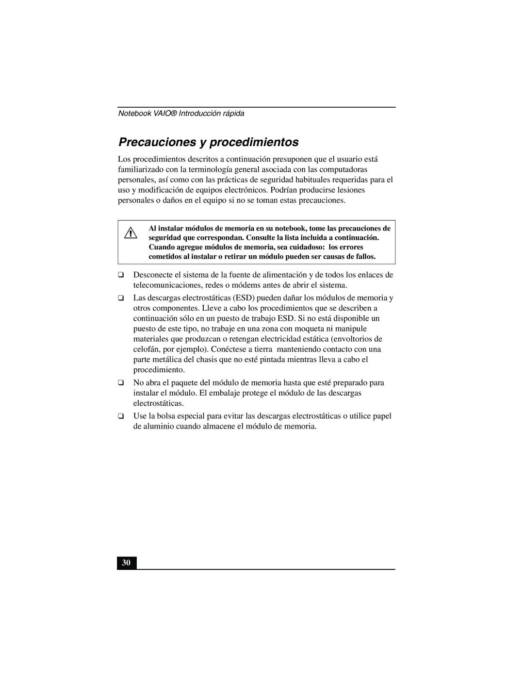 Sony PCG-FX877 service manual Precauciones y procedimientos 