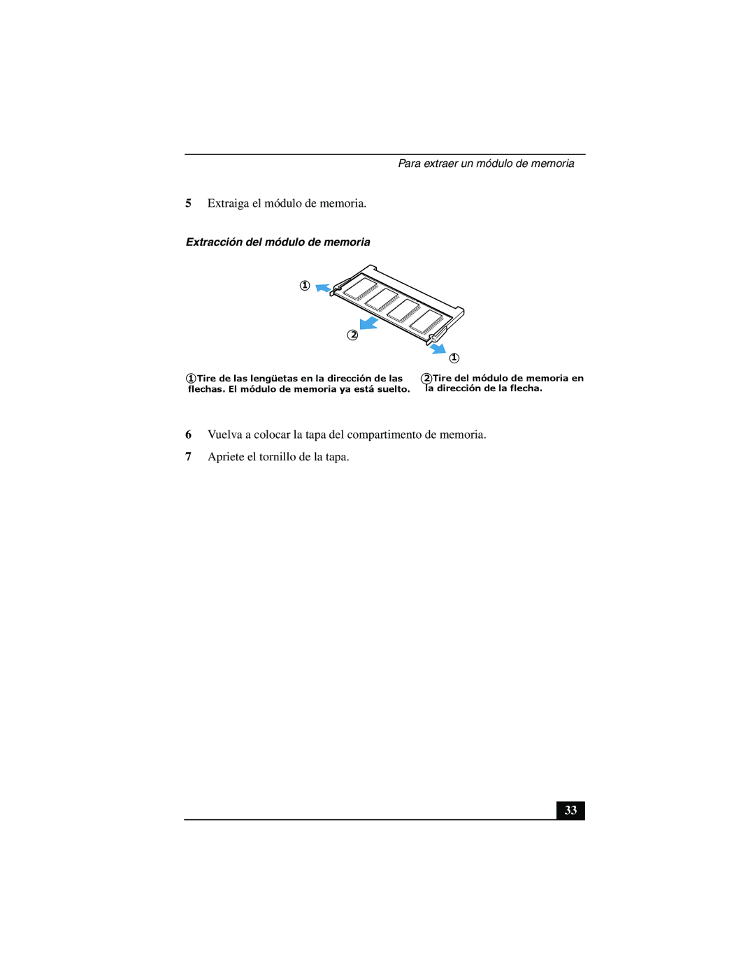 Sony PCG-FX877 service manual Extraiga el módulo de memoria 