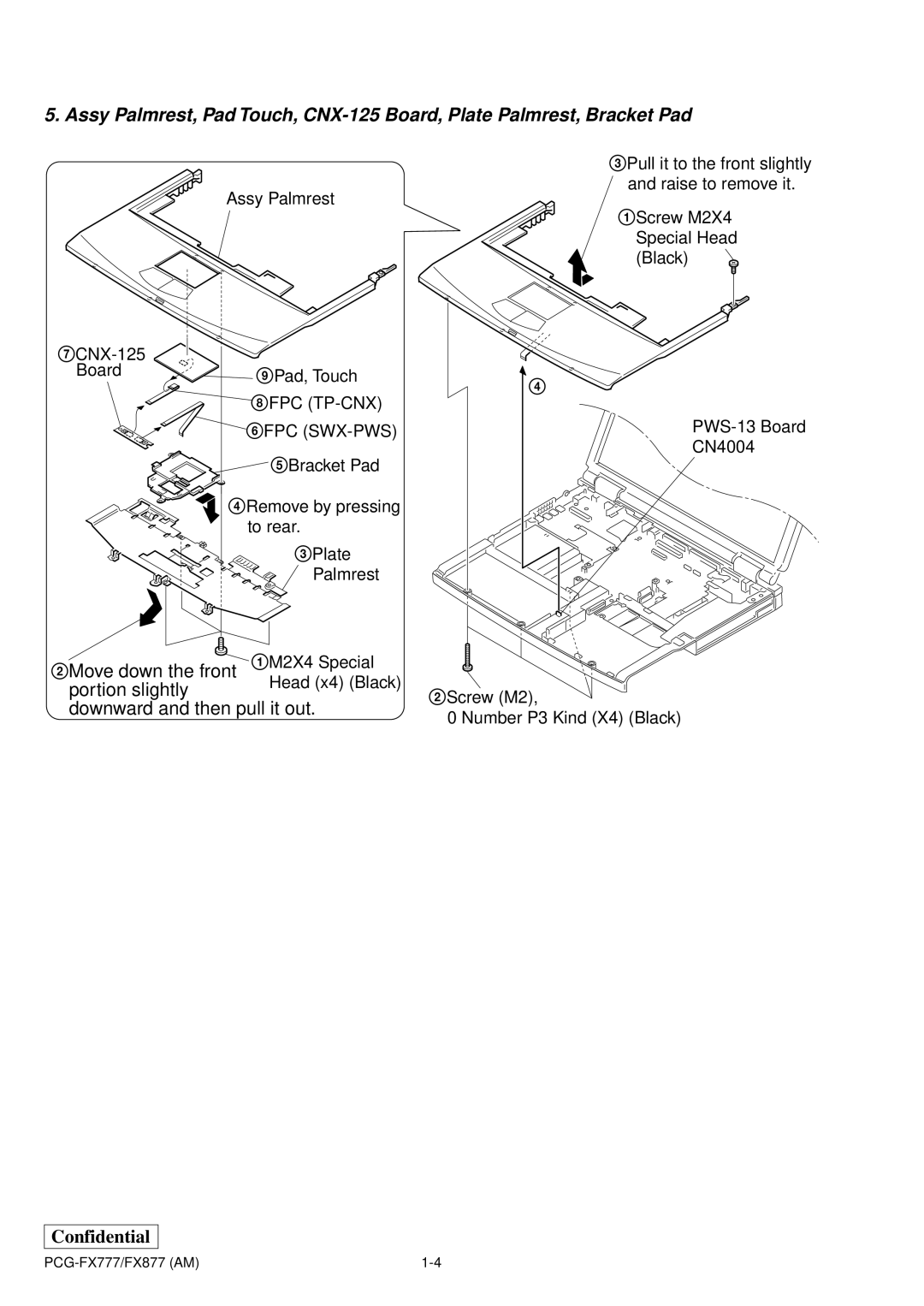 Sony PCG-FX877 service manual 2Move down the front 