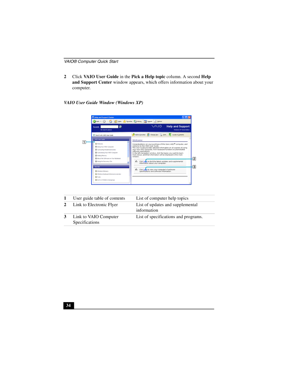 Sony PCG-GRT100 quick start Vaio User Guide Window Windows XP 