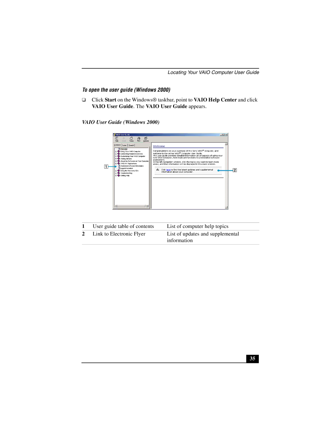 Sony PCG-GRT100 quick start To open the user guide Windows, Vaio User Guide Windows 