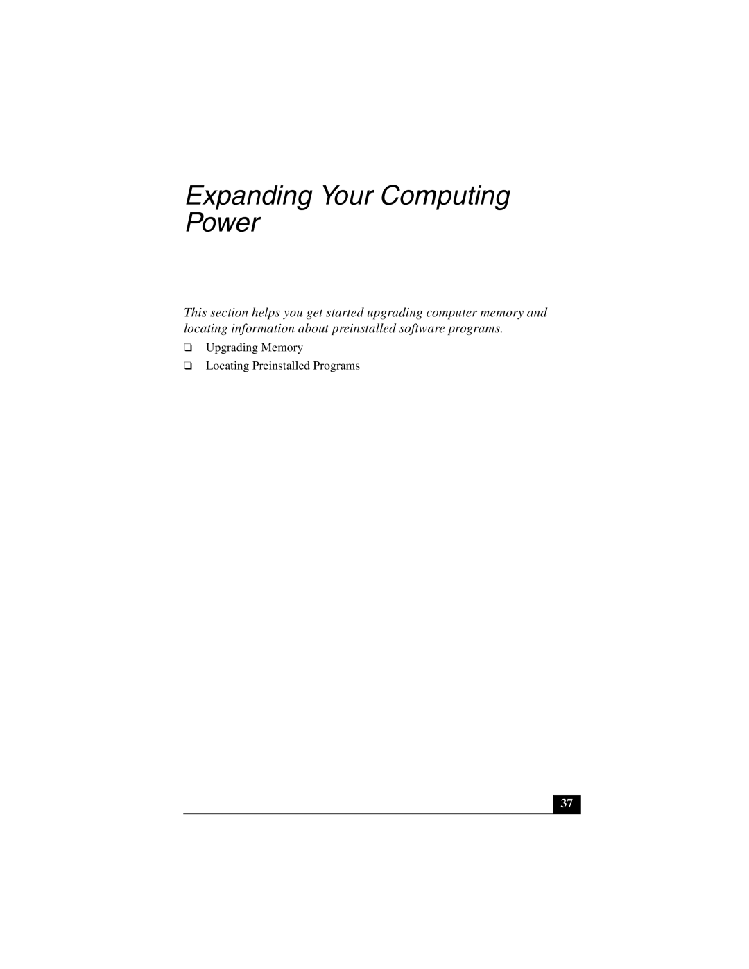 Sony PCG-GRZ530 quick start Expanding Your Computing Power 