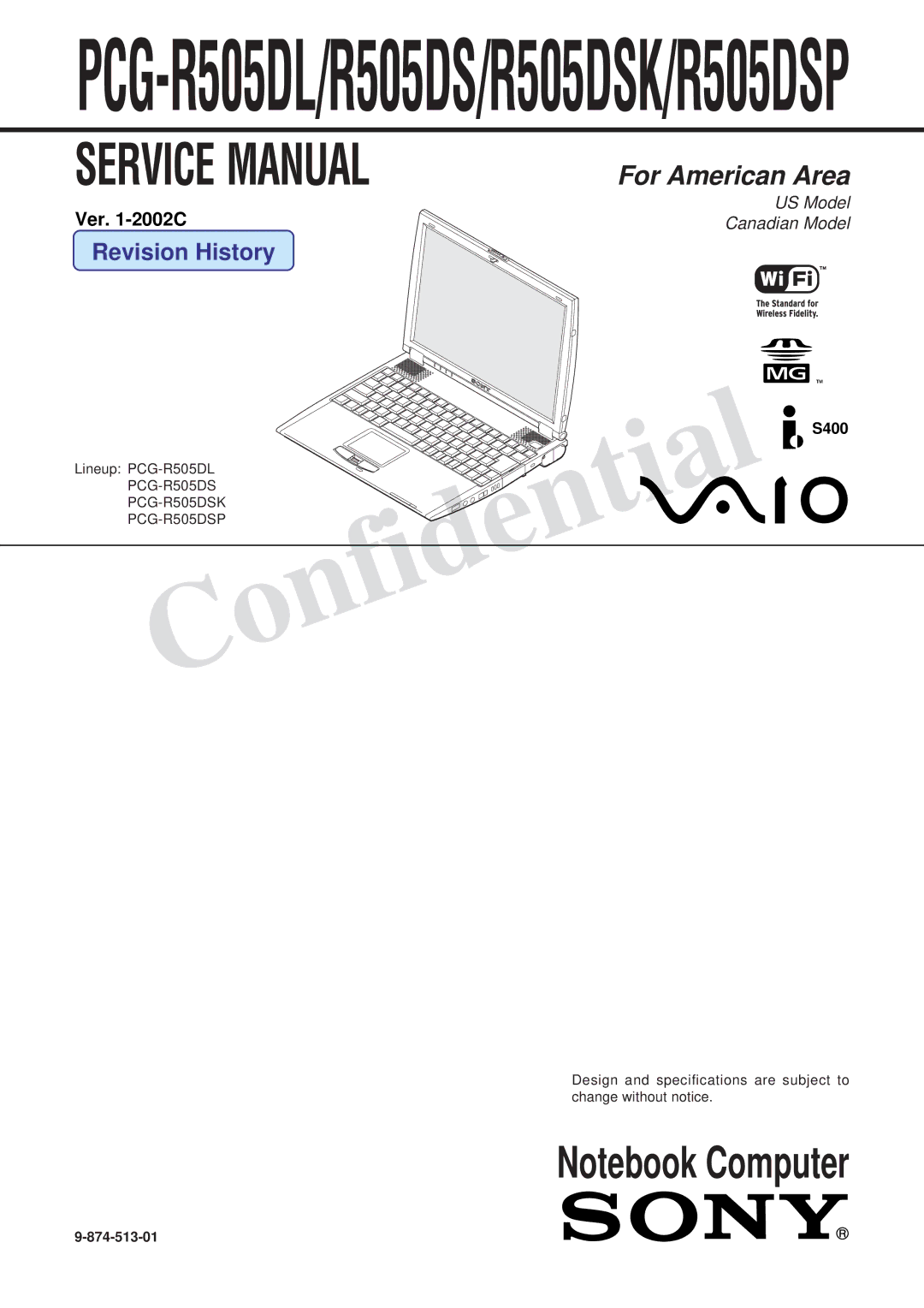 Sony PCG-R505DSP, PCG-R505DSK service manual PCG-R505DL/R505DS/R505DSK/R505DSP 