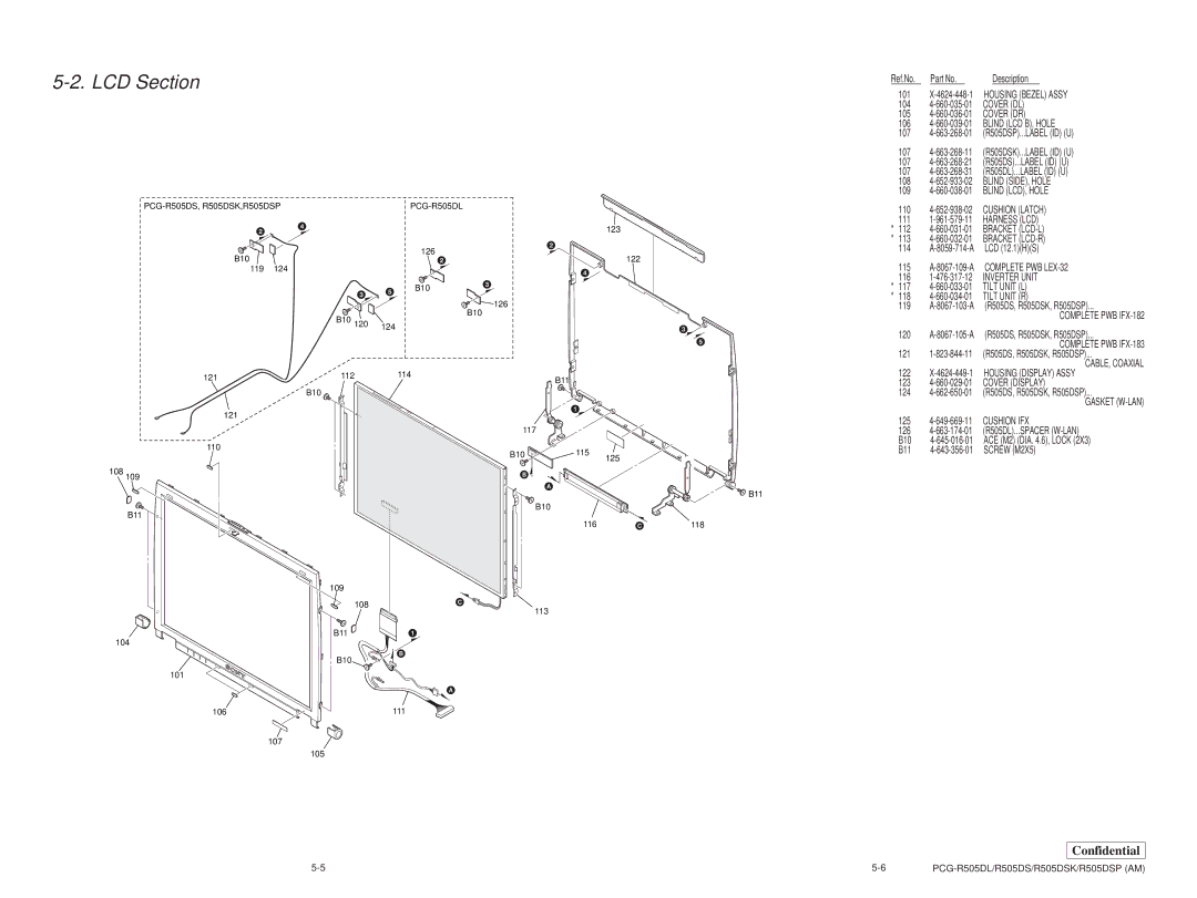 Sony PCG-R505DSK, PCG-R505DL, PCG-R505DSP service manual LCD Section 