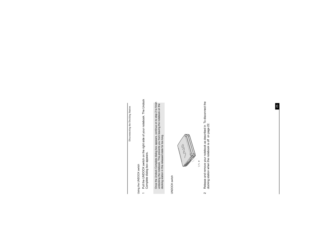 Sony PCG-R505DL, PCG-R505DSP, PCG-R505DSK service manual Using the Undock switch 