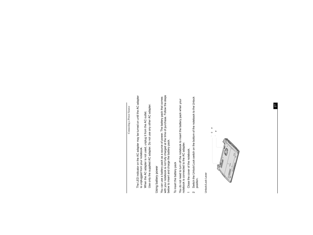 Sony PCG-R505DL, PCG-R505DSP, PCG-R505DSK service manual Using battery power, To insert the battery pack 