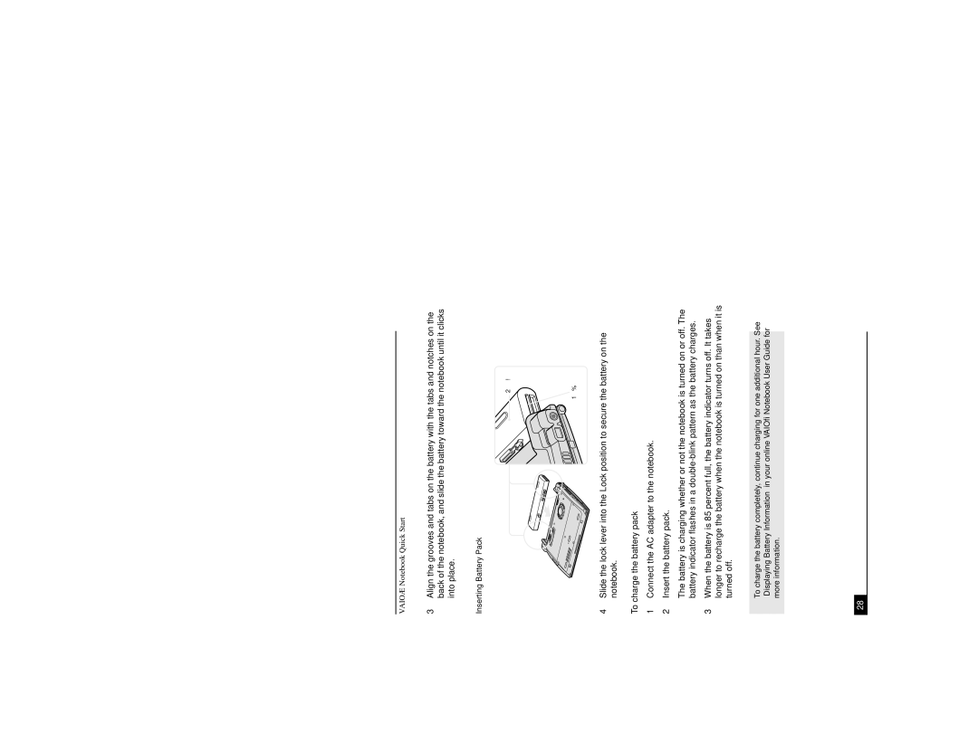 Sony PCG-R505DSP, PCG-R505DL, PCG-R505DSK service manual To charge the battery pack, Turned off 