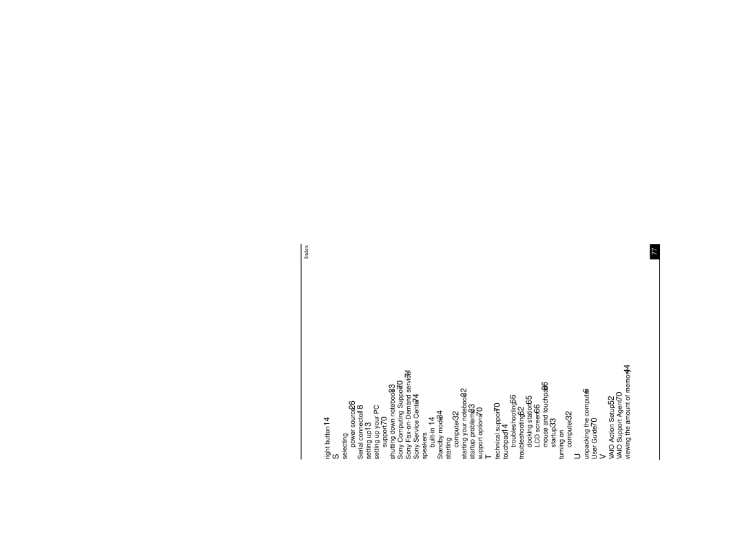 Sony PCG-R505DL, PCG-R505DSP, PCG-R505DSK service manual Index 