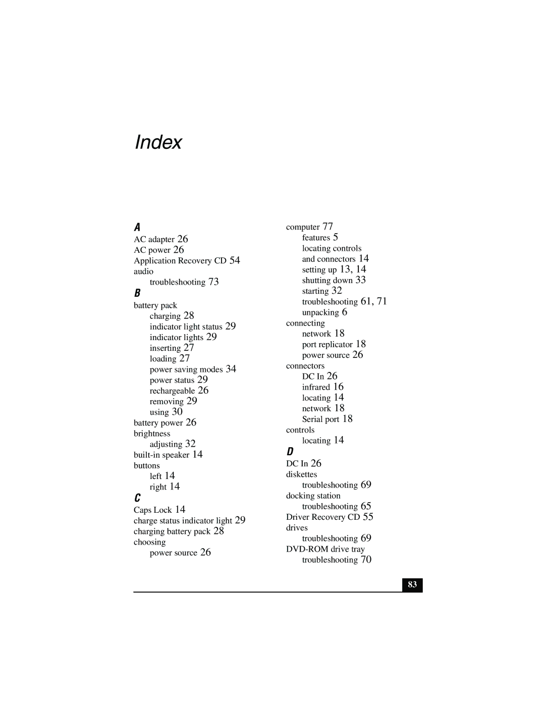 Sony PCG-R505JEP, PCG-R505JSK, PCG-R505JLK, PCG-R505JLP, PCG-R505JEK, PCG-R505JL/C, PCG-R505JSP quick start Index 