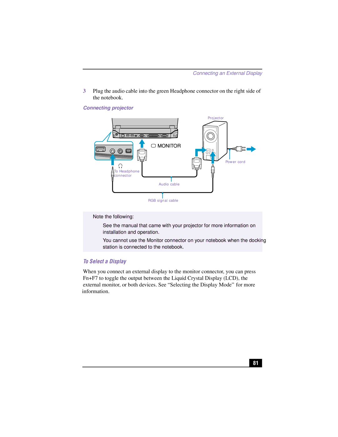 Sony PCG-R505TEK, PCG-R505TSK manual To Select a Display 