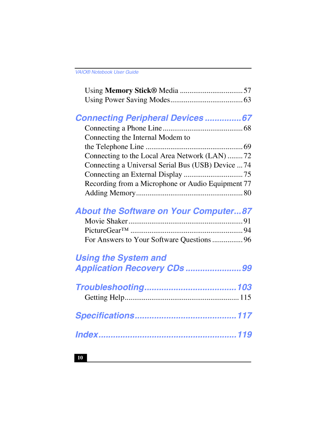 Sony PCG-SR17K manual Using the System 