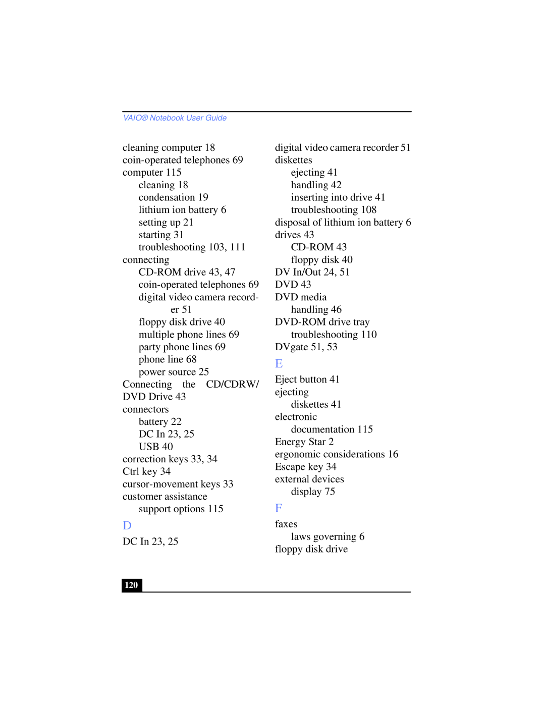 Sony PCG-SR17K manual 120 