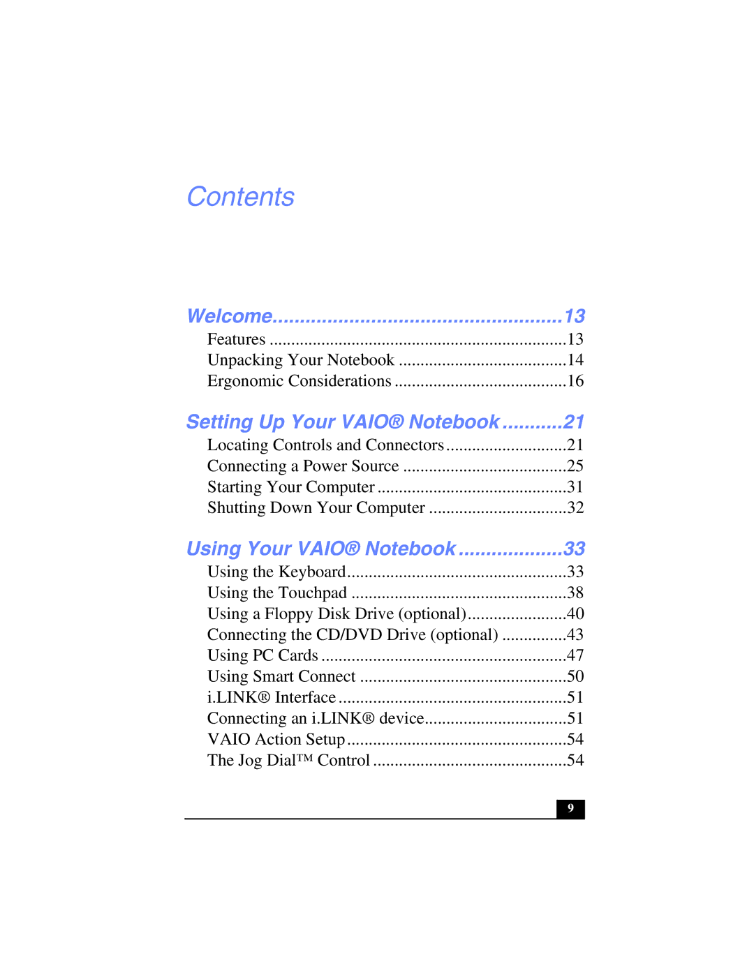 Sony PCG-SR17K manual Contents 