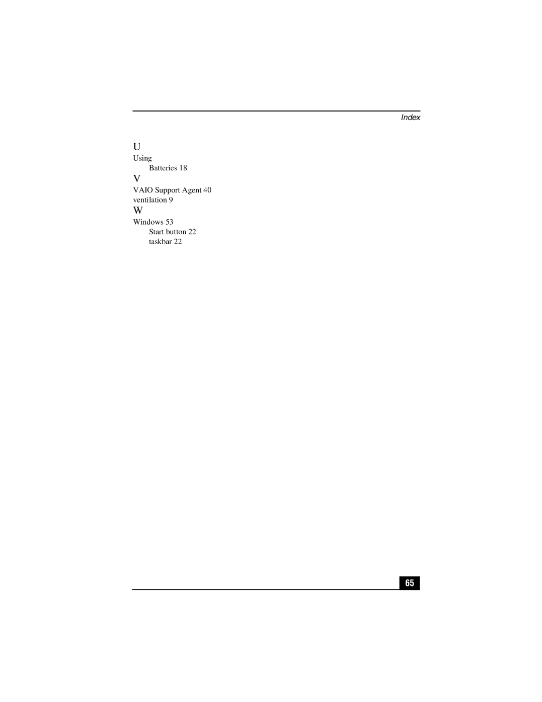 Sony PCG-SR27K service manual Index 