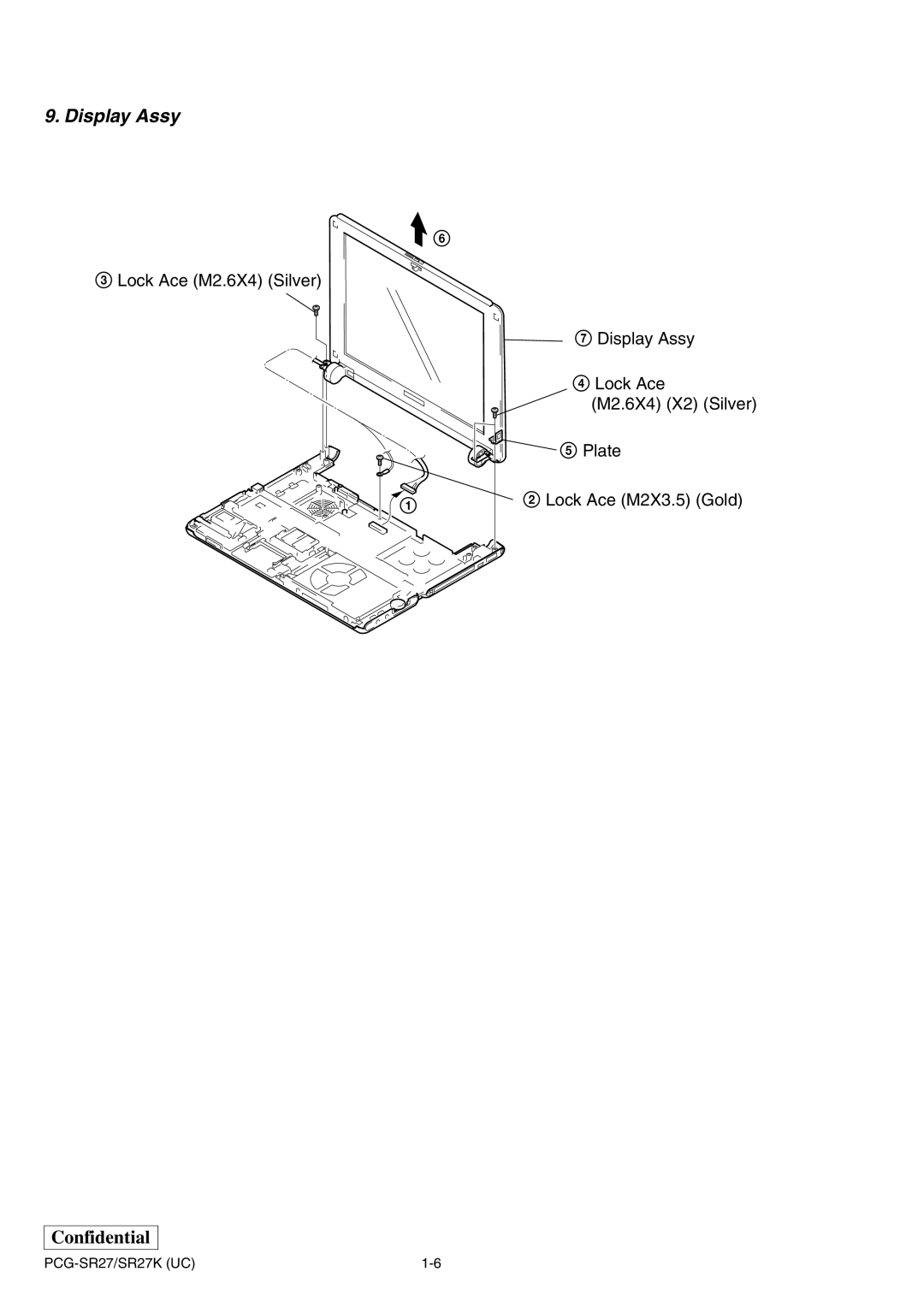 Sony PCG-SR27K service manual Display Assy 