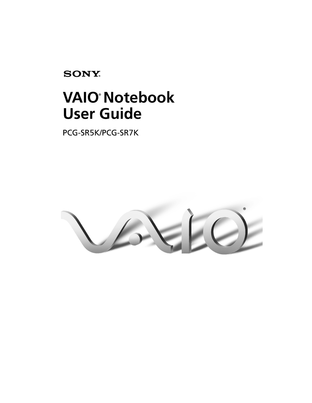 Sony PCG-SR7K, PCG-SR5K manual Vaio Notebook User Guide 