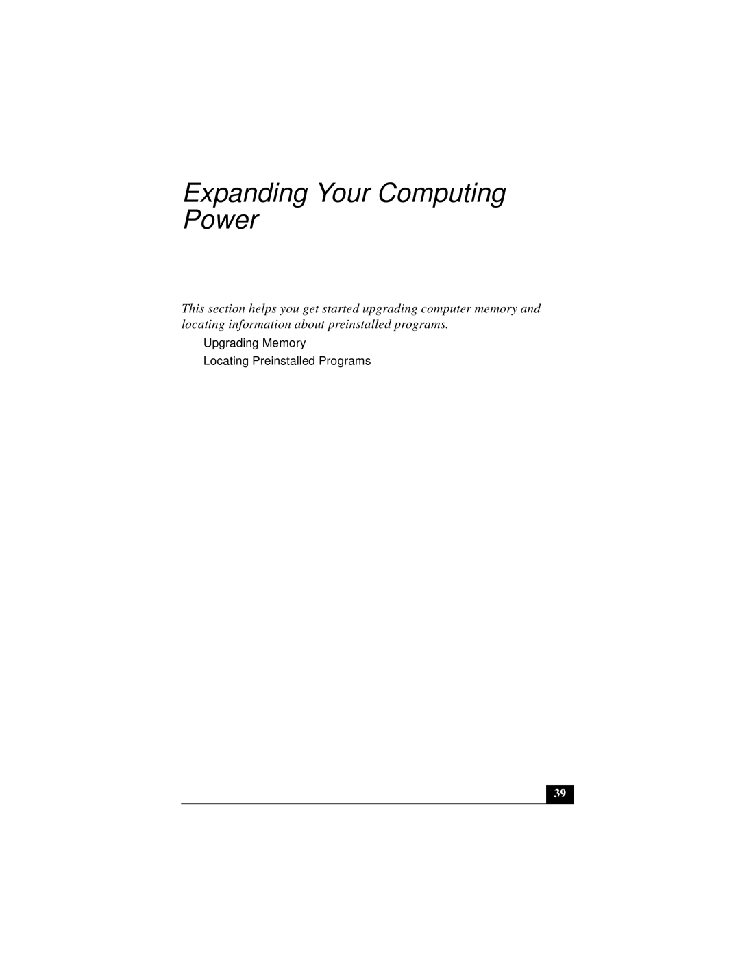 Sony PCG-V505 quick start Expanding Your Computing Power 