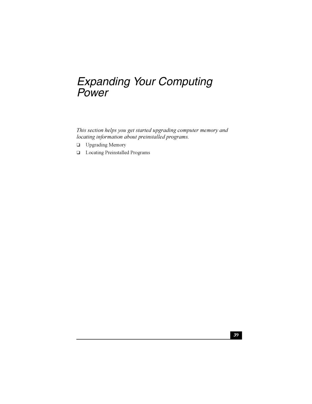 Sony PCG-V505B quick start Expanding Your Computing Power 