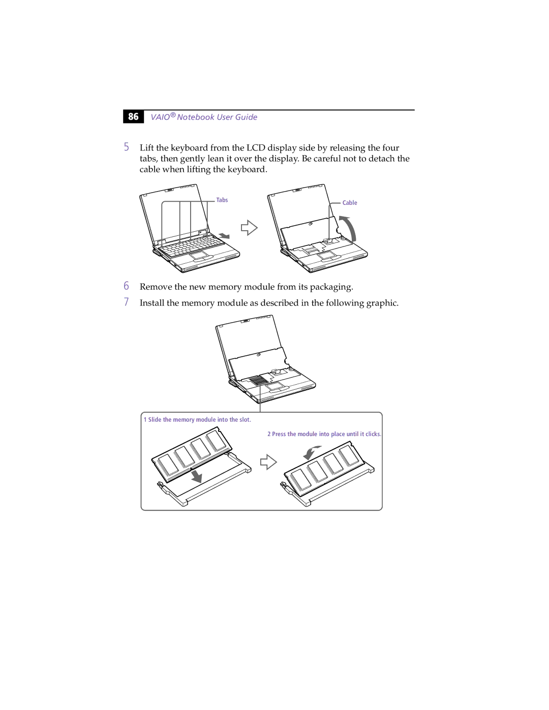 Sony PCG-XG18, PCG-XG19 manual Tabs 