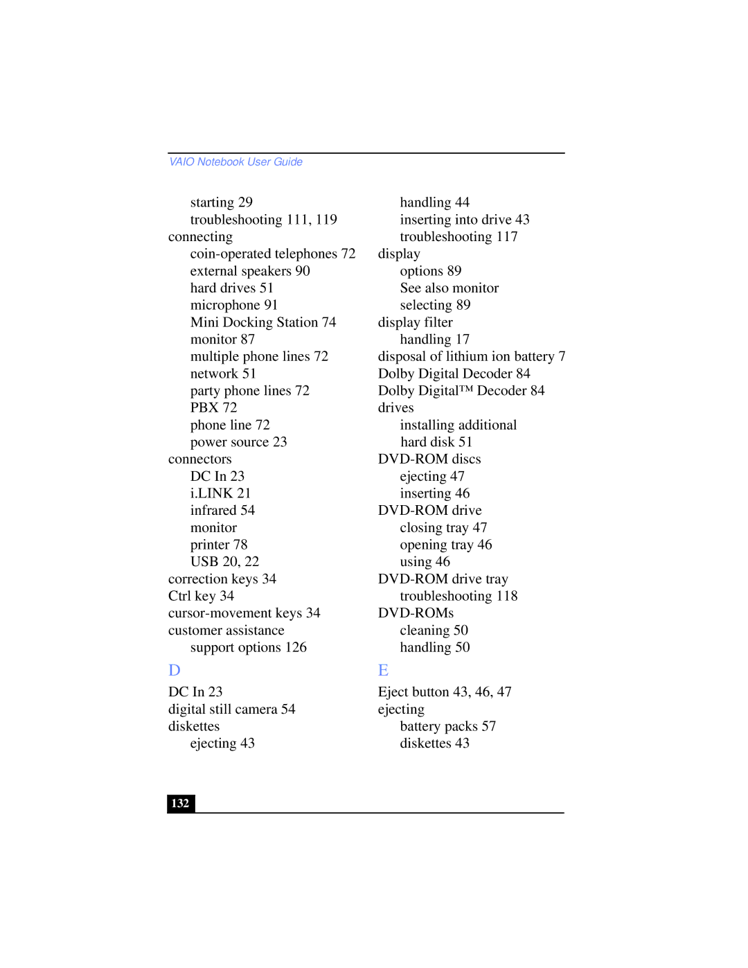 Sony PCG-XG39K, PCG-XG38K manual 132 