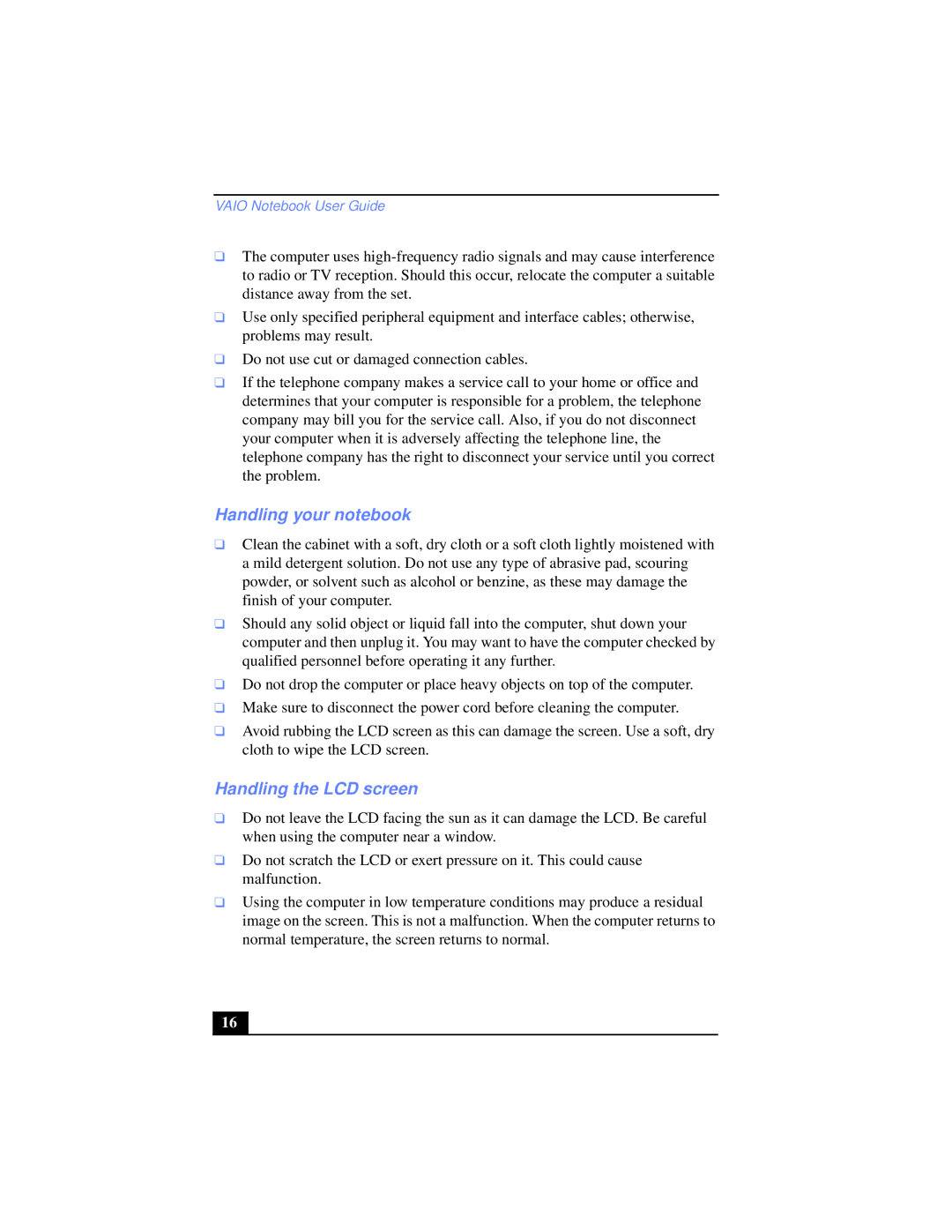 Sony PCG-XG39K, PCG-XG38K manual Handling your notebook, Handling the LCD screen 