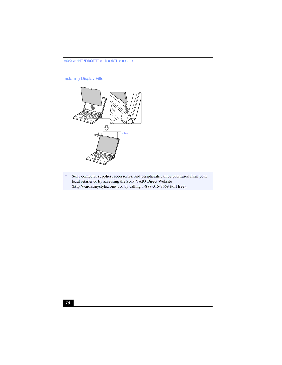 Sony PCG-XG39K, PCG-XG38K manual Installing Display Filter 