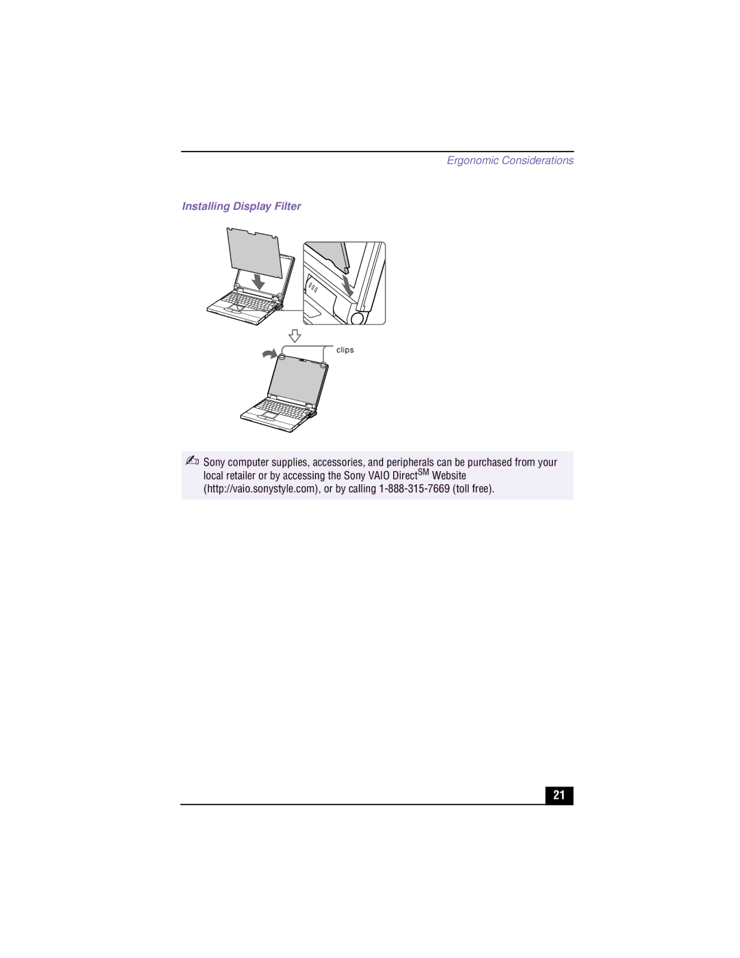 Sony PCG-XG700K, PCG-XG500K manual Installing Display Filter 