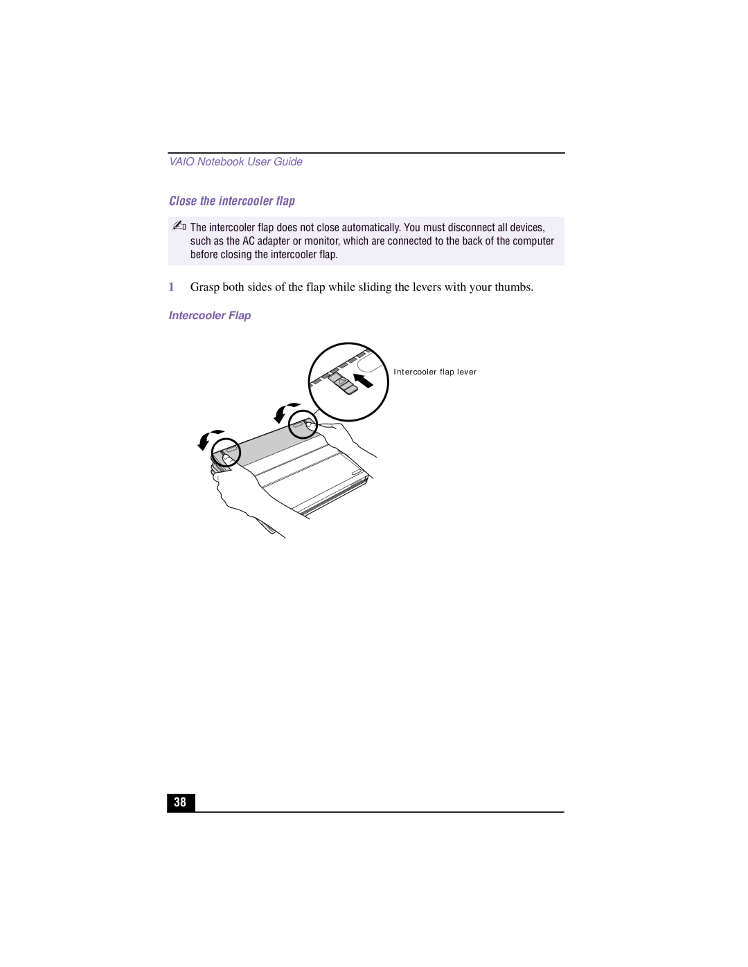 Sony PCG-XG500K, PCG-XG700K manual Close the intercooler flap, Intercooler Flap 