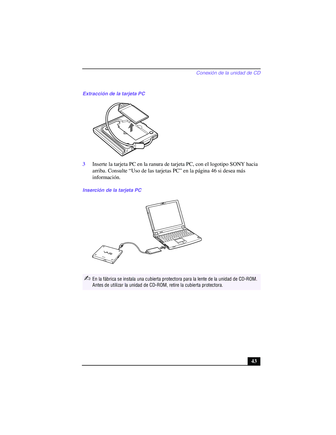 Sony PCG-Z505GE manual Extracción de la tarjeta PC, Inserción de la tarjeta PC 