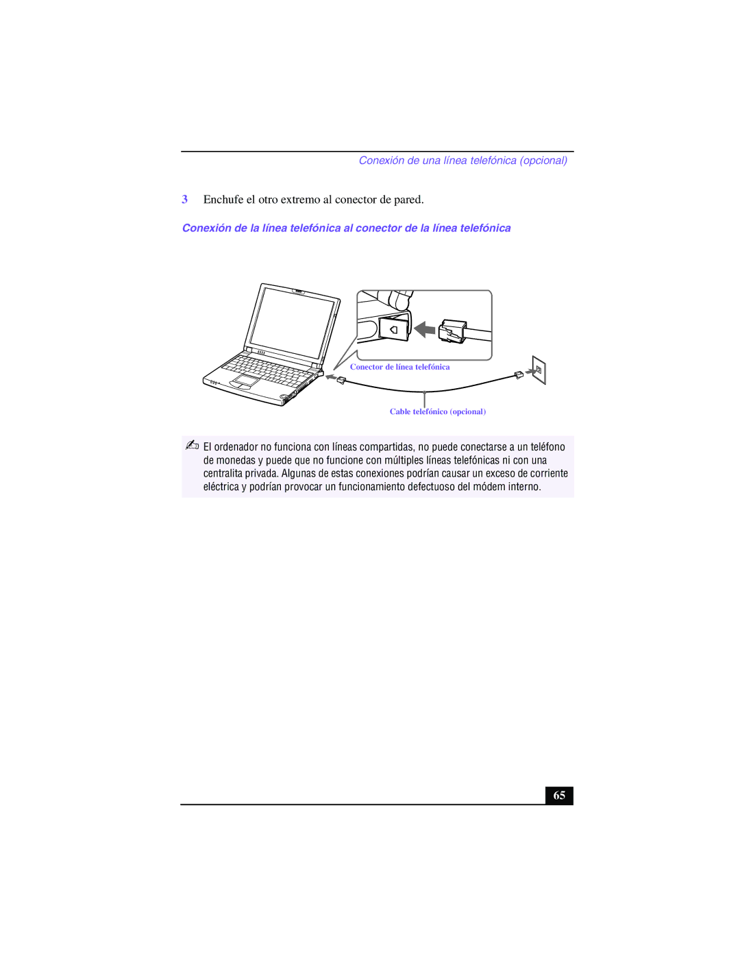 Sony PCG-Z505GE manual Enchufe el otro extremo al conector de pared 