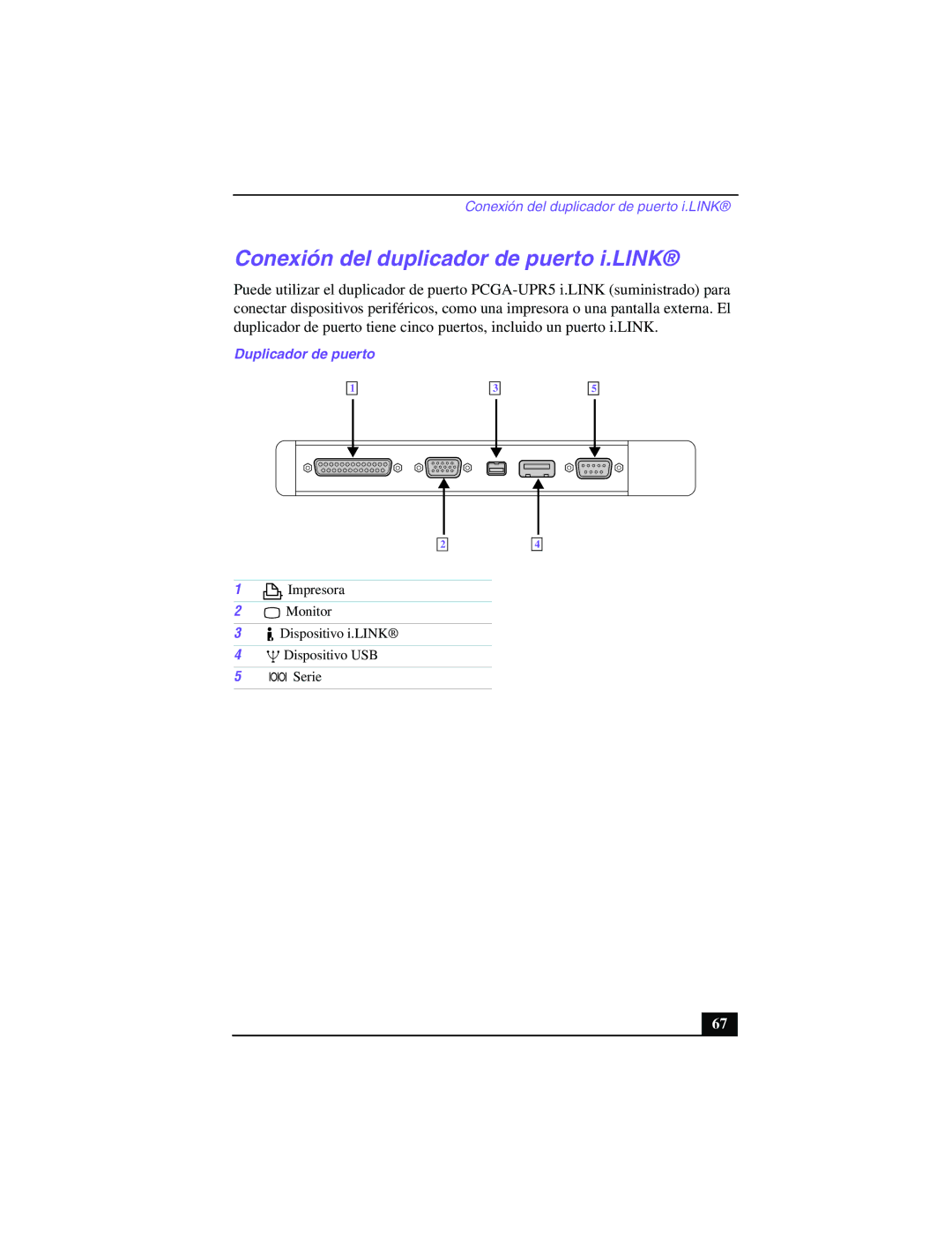 Sony PCG-Z505GE manual Conexión del duplicador de puerto i.LINK, Duplicador de puerto 